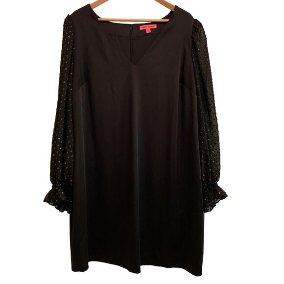 Betsey Johnson Plus Size Illusion Sleeve Dress 16W New Years Little Black Dress - Picture 4 of 10